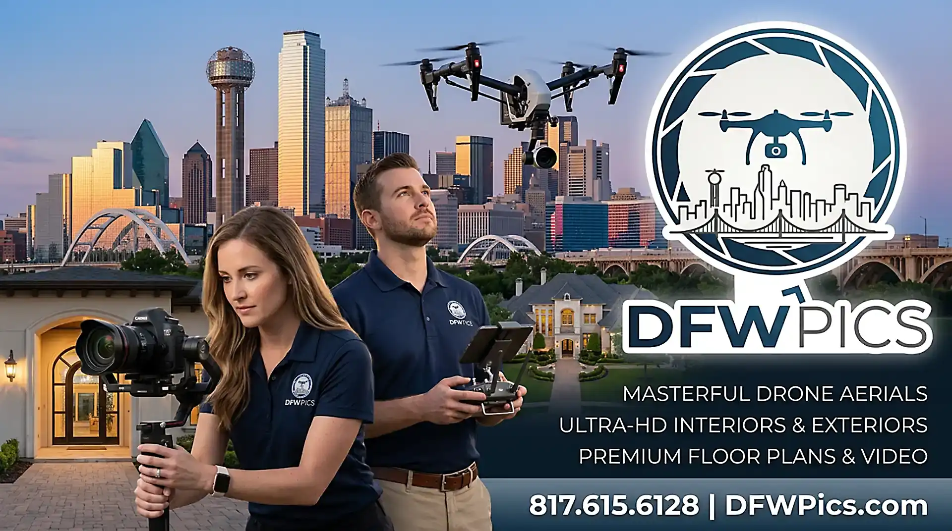 DFW Pics, Masterful Drone Aerials, Ultra-HD Interiors, Ultra-HD Exteriors, Premium Floor Plans, Walk Through Video